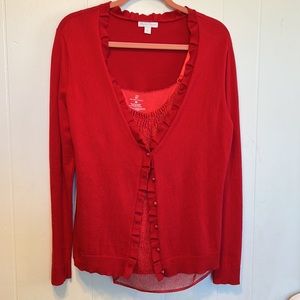 New York & Company Red Tank and Sweater Set Size XL